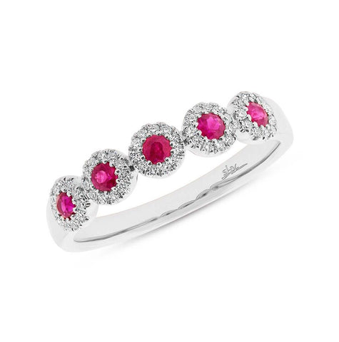 0.16 Ctw Diamond And 0.31 Ctw Ruby 14k White Gold Womens Ring