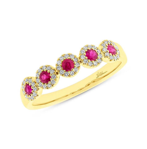0.16 Ctw Diamond And 0.31 Ctw Ruby 14k Yellow Gold Womens Ring