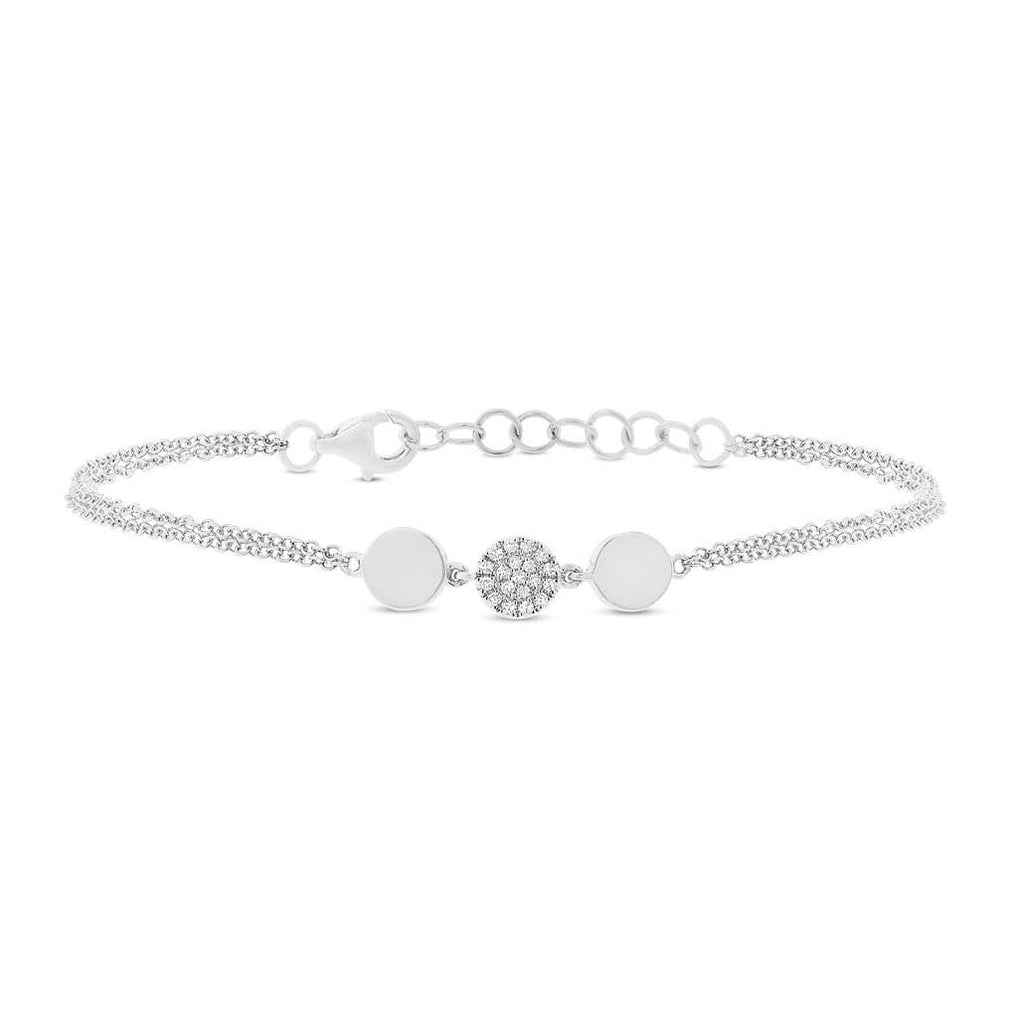 0.05 Ctw 14k White Gold Diamond Pave Circle Bracelet