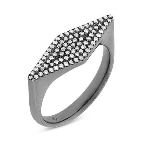 0.25 Ctw 14k Black Rhodium Gold Diamond Pave Womens Ring