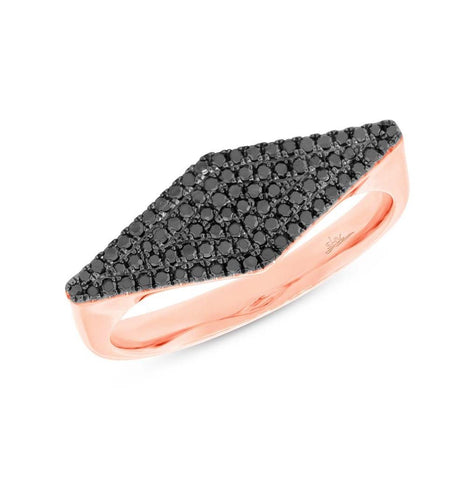 0.25 Ctw 14k Rose Gold Black Diamond Pave Womens Ring
