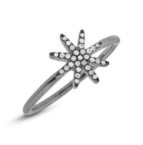 0.10 Ctw 14k Black Rhodium Gold Diamond Womens Ring