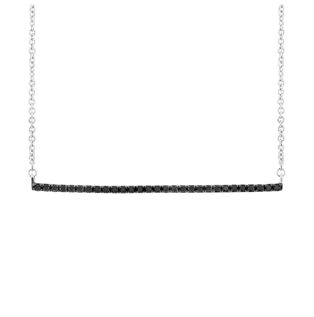 0.08 Ctw 14k White Gold Black Diamond Bar Necklace