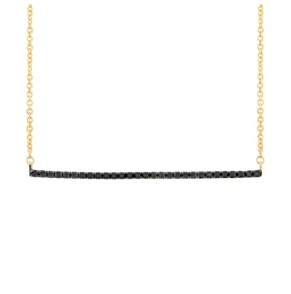 0.08 Ctw 14k Yellow Gold Black Diamond Bar Necklace