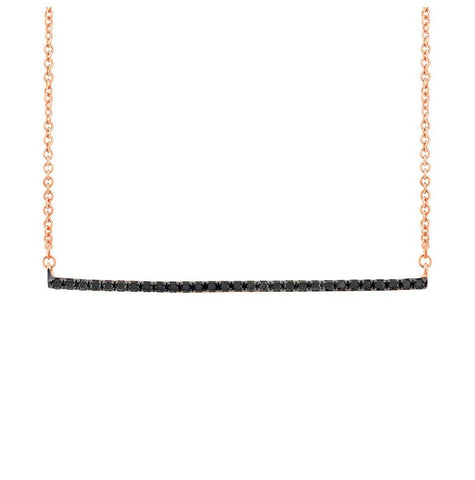 0.08 Ctw 14k Rose Gold Black Diamond Bar Necklace