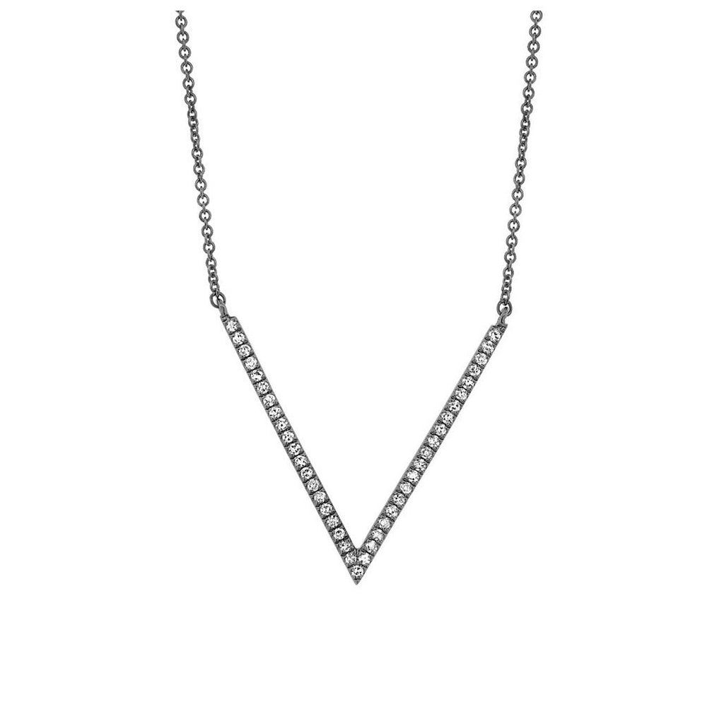 0.12 Ctw 14k Black Rhodium Gold Diamond Necklace