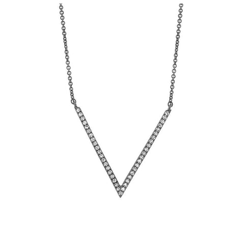 0.12 Ctw 14k Black Rhodium Gold Diamond Necklace