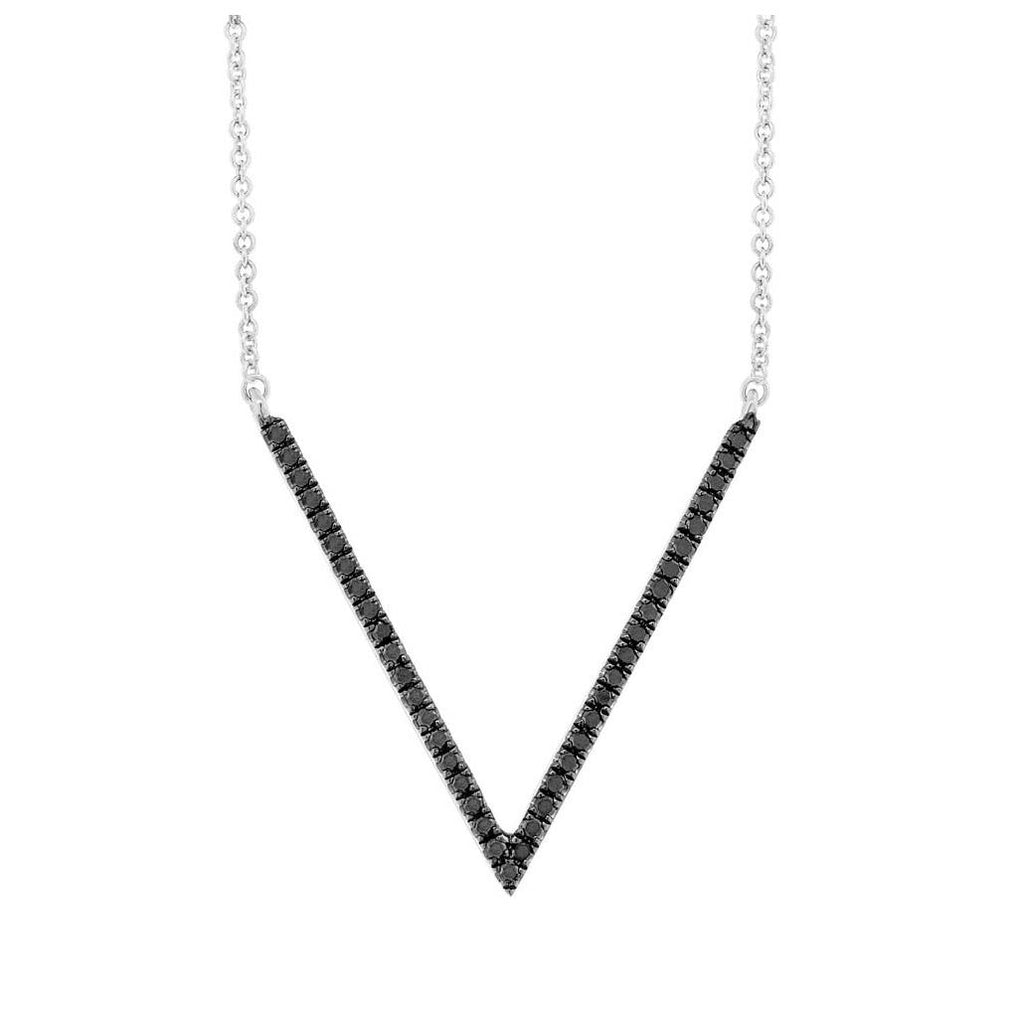 0.12 Ctw 14k White Gold Black Diamond Necklace