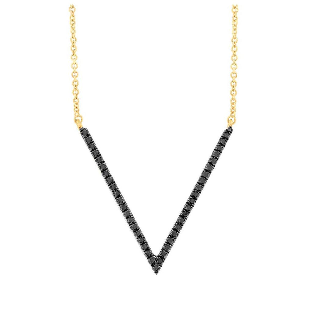 0.12 Ctw 14k Yellow Gold Black Diamond Necklace