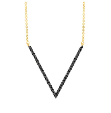 0.12 Ctw 14k Yellow Gold Black Diamond Necklace