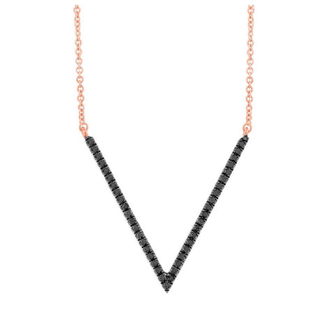 0.12 Ctw 14k Rose Gold Black Diamond Necklace