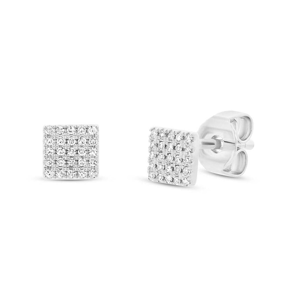 0.11 Ctw 14k White Gold Diamond Pave Square Earring