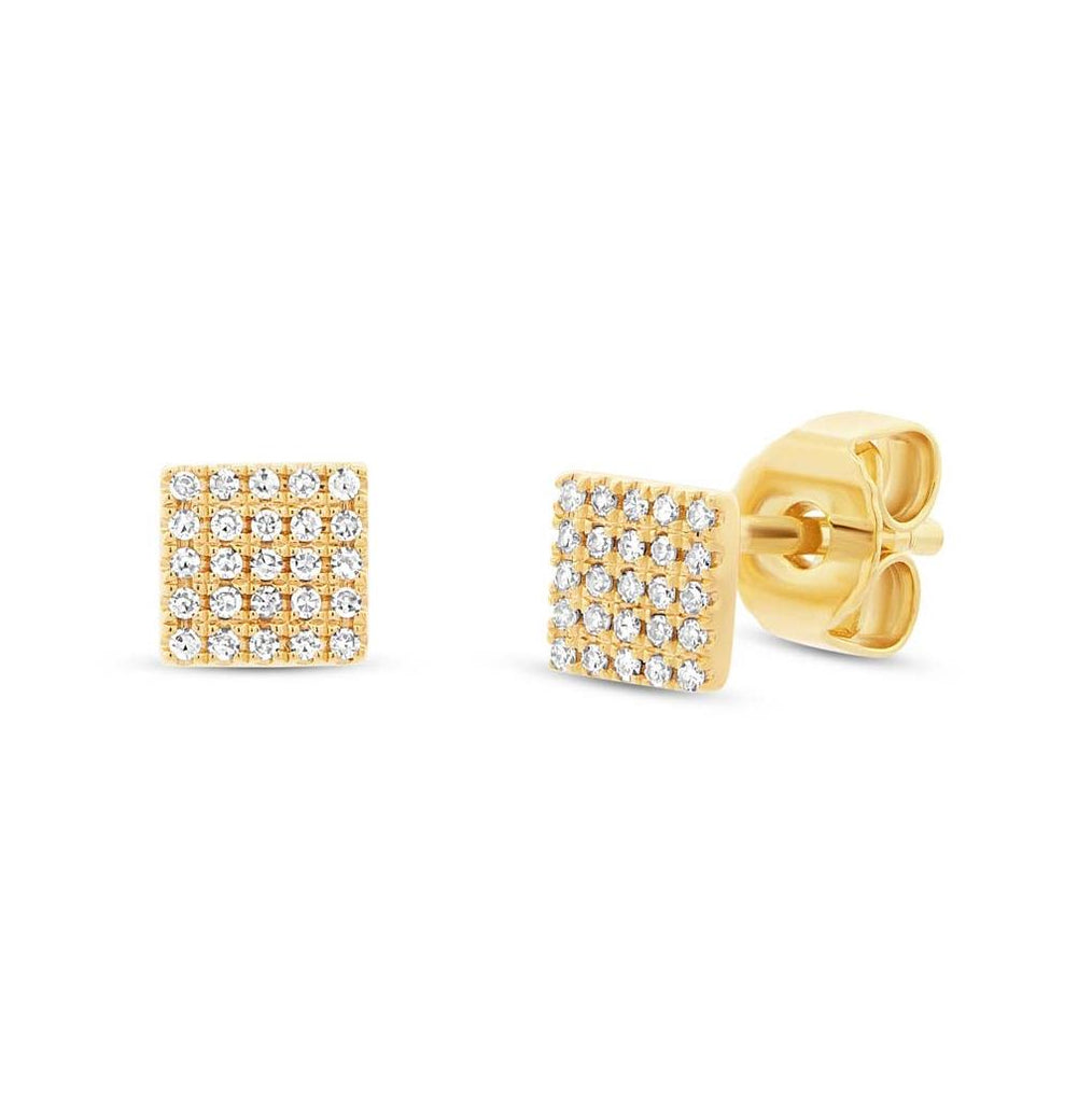 0.11 Ctw 14k Yellow Gold Diamond Pave Square Earring