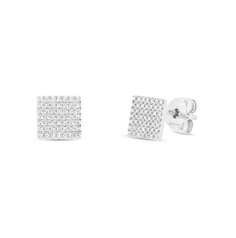 0.22 Ctw 14k White Gold Diamond Pave Square Earring