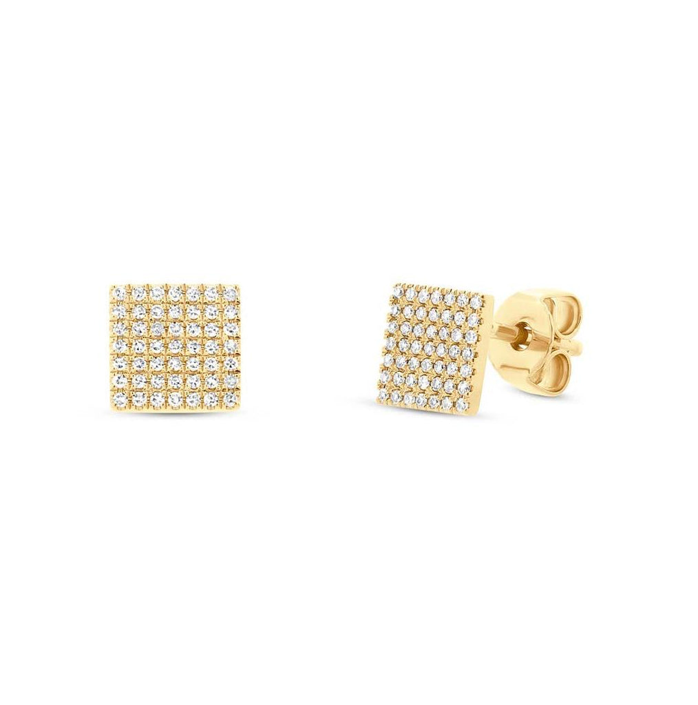 0.22 Ctw 14k Yellow Gold Diamond Pave Square Earring