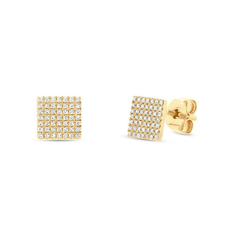 0.22 Ctw 14k Yellow Gold Diamond Pave Square Earring