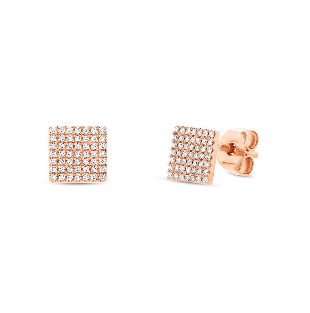 0.22 Ctw 14k Rose Gold Diamond Pave Square Earring