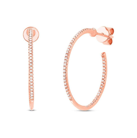 0.19 Ctw 14k Rose Gold Diamond Hoop Earring