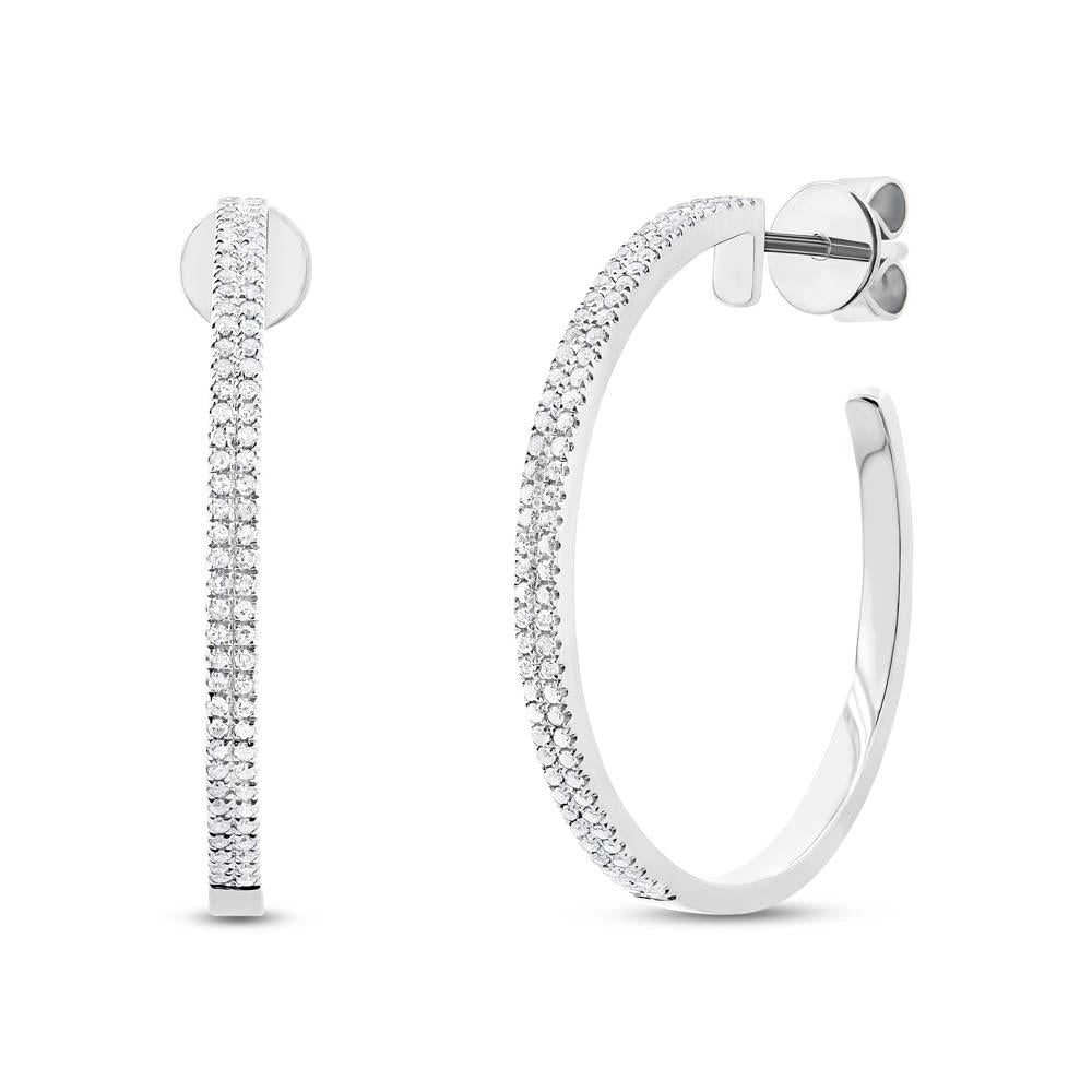 0.30 Ctw 14k White Gold Diamond Hoop Earring