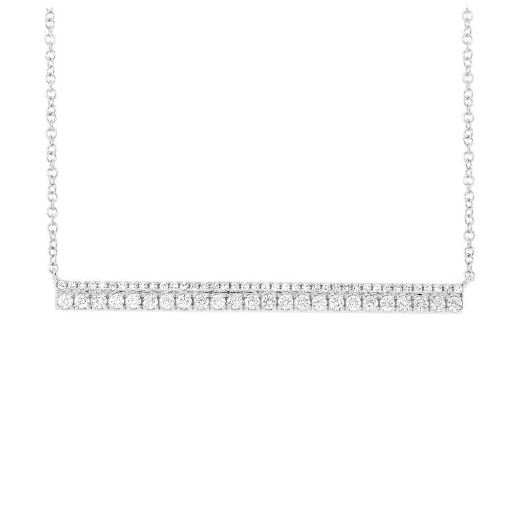 0.42 Ctw 14k White Gold Diamond Bar Necklace