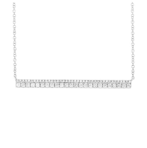 0.42 Ctw 14k White Gold Diamond Bar Necklace