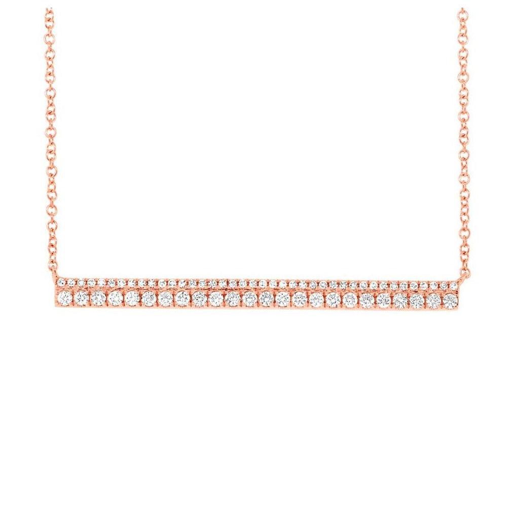 0.42 Ctw 14k Rose Gold Diamond Bar Necklace