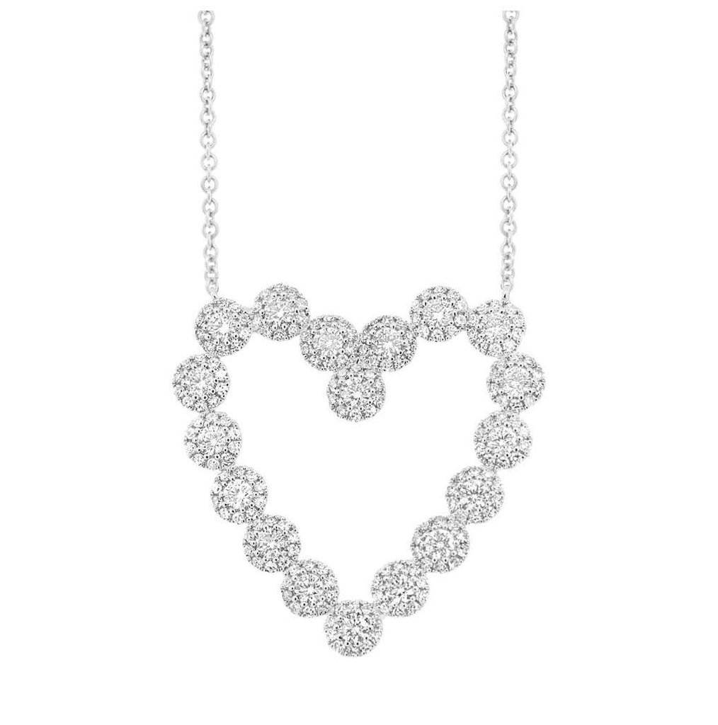 1.15 Ctw 14k White Gold Diamond Heart Necklace