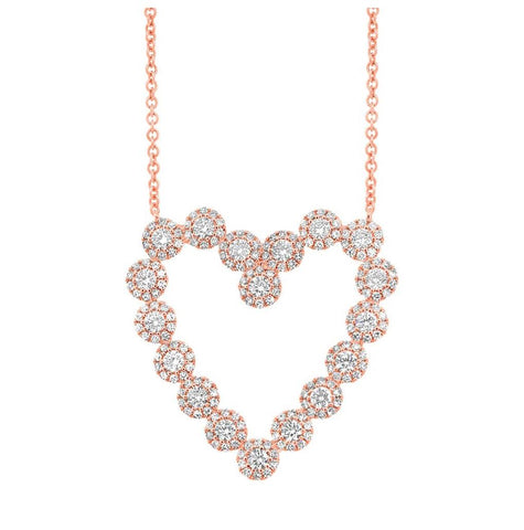 1.15 Ctw 14k Rose Gold Diamond Heart Necklace