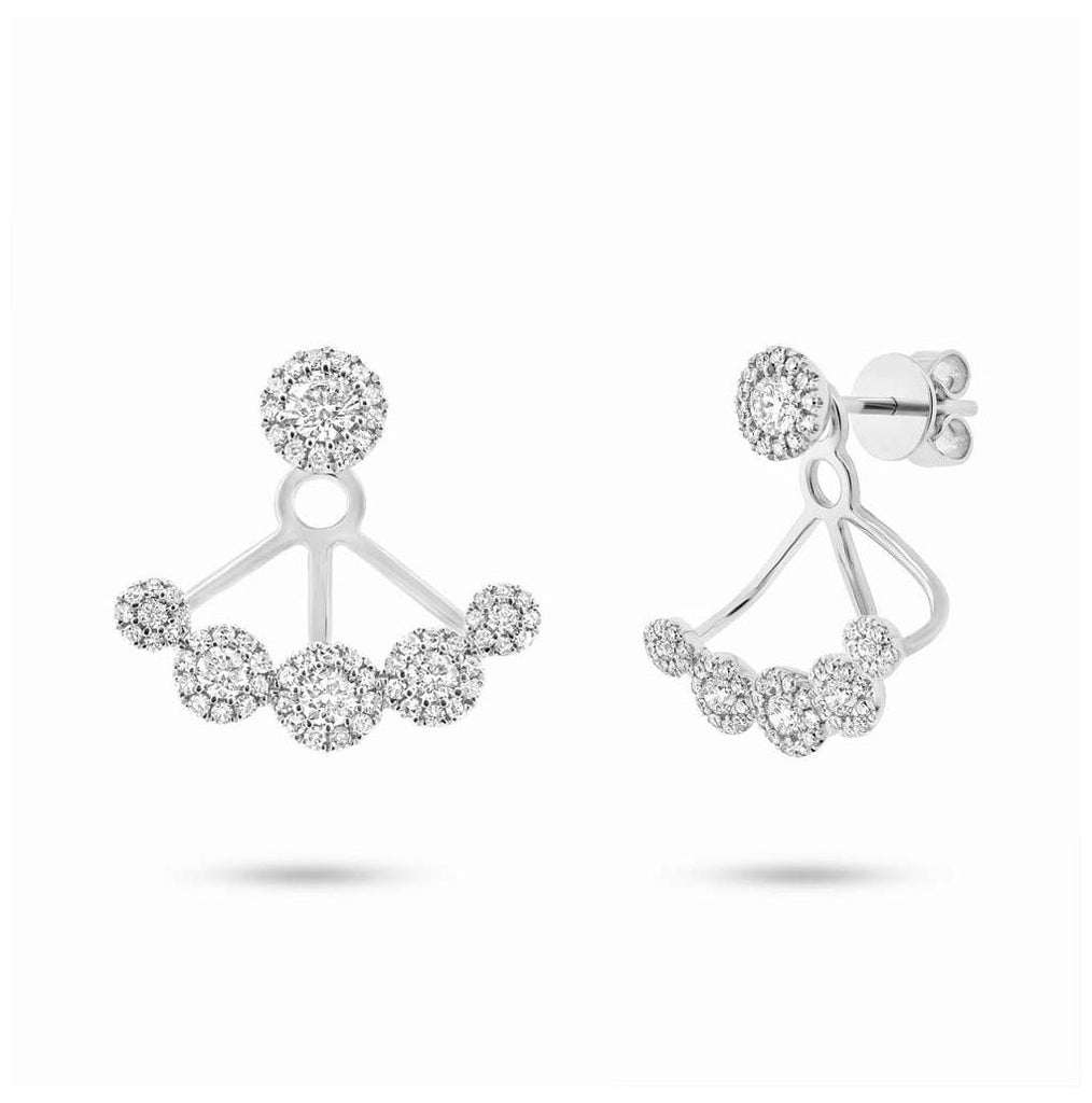 0.80 Ctw 14k White Gold Diamond Earring Jacket With Studs