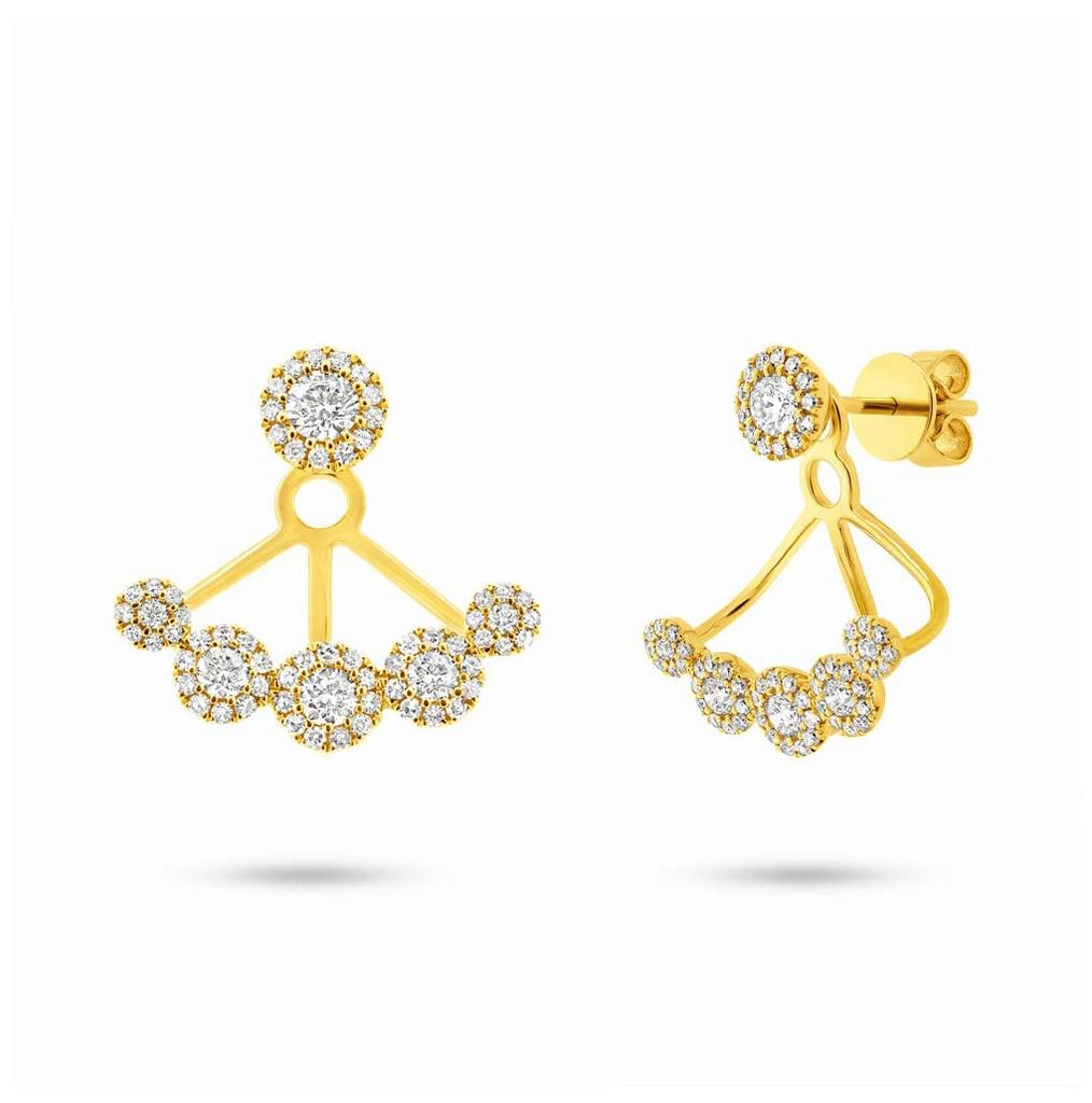 0.80 Ctw 14k Yellow Gold Diamond Earring Jacket With Studs