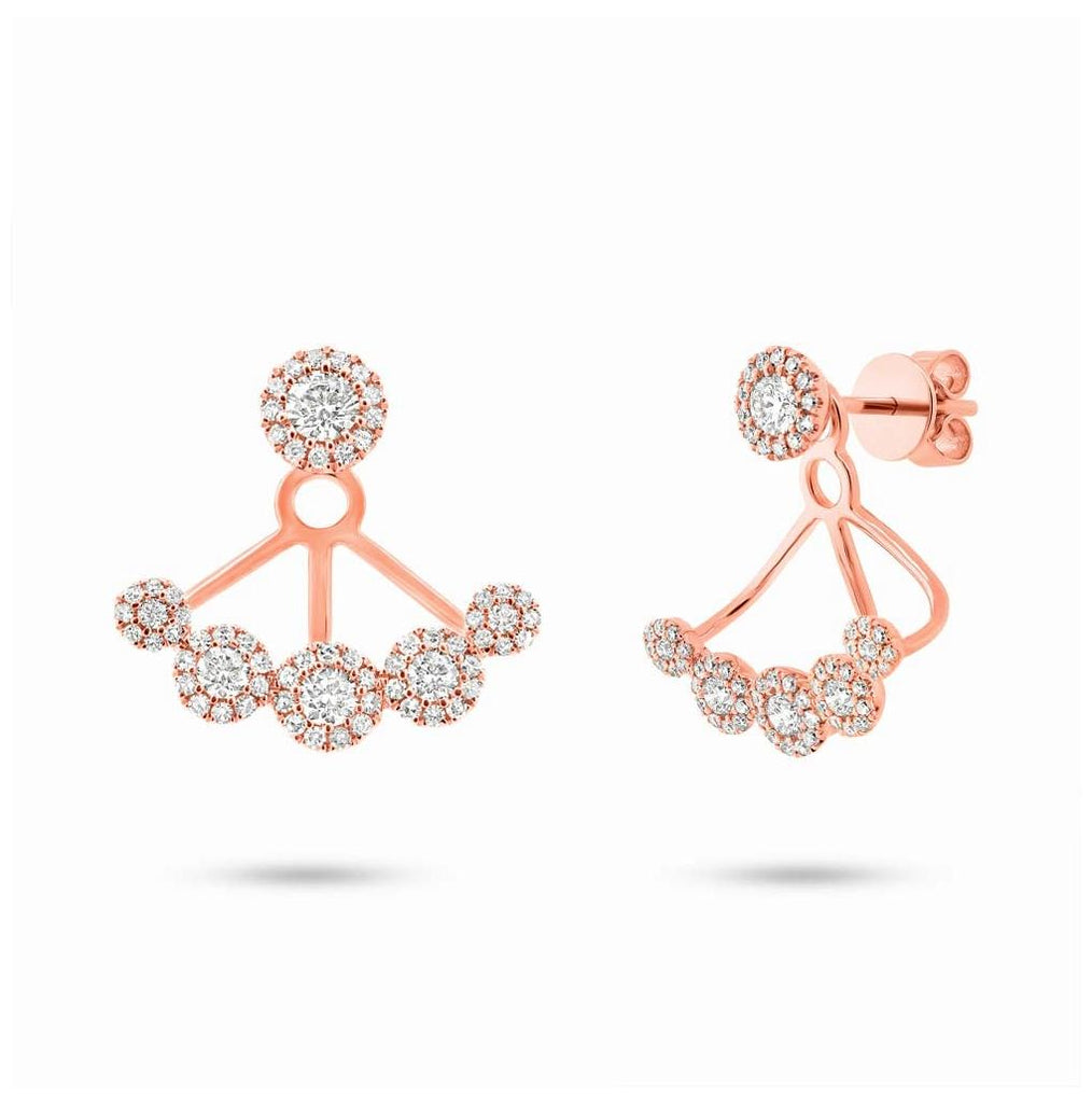 0.80 Ctw 14k Rose Gold Diamond Earring Jacket With Studs