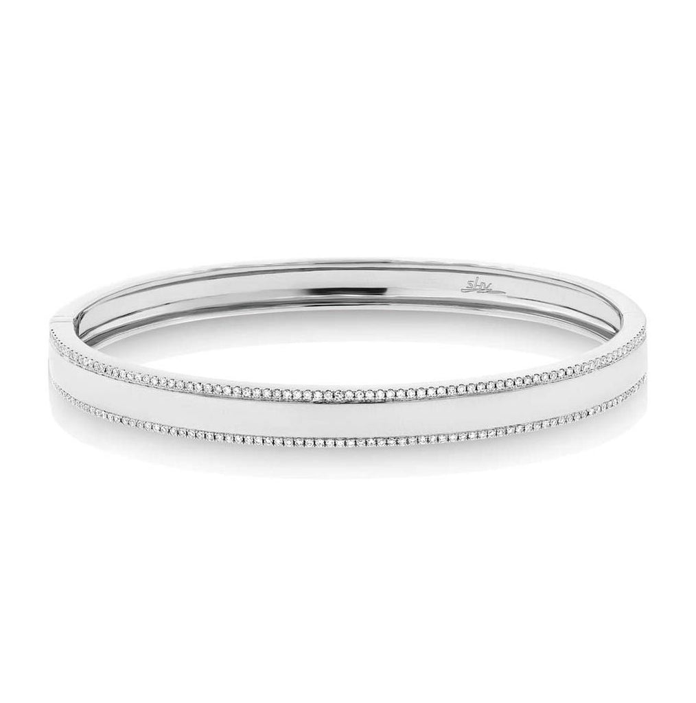 0.47 Ctw 14k White Gold Diamond Id Bangle Bracelet