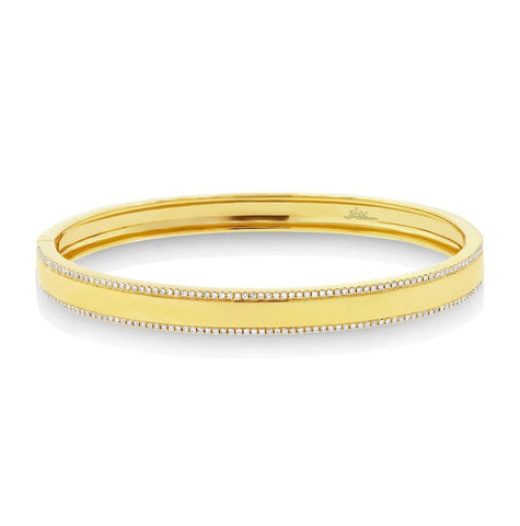 0.47 Ctw 14k Yellow Gold Diamond Id Bangle Bracelet