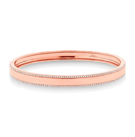 0.47 Ctw 14k Rose Gold Diamond Id Bangle Bracelet