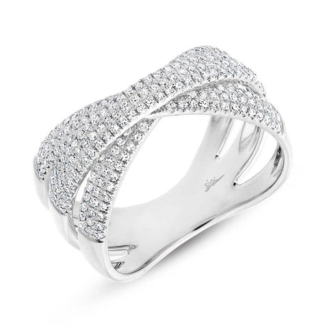 0.60 Ctw 14k White Gold Diamond Pave Bridge Ring