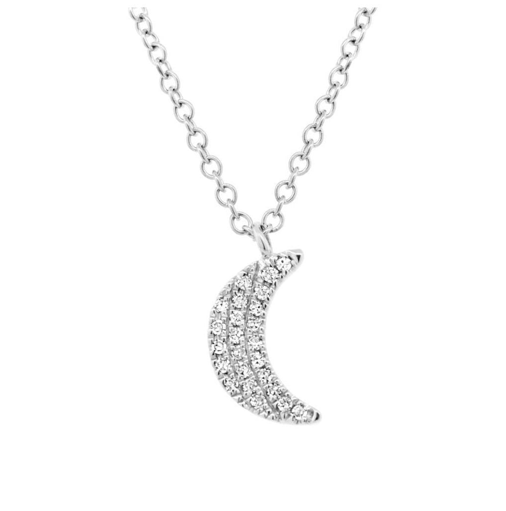 0.06 Ctw 14k White Gold Crescent Moon Necklace