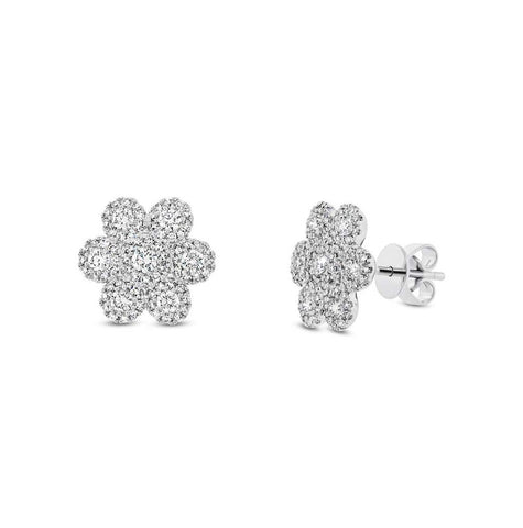 0.95 Ctw 14k White Gold Diamond Flower Earring