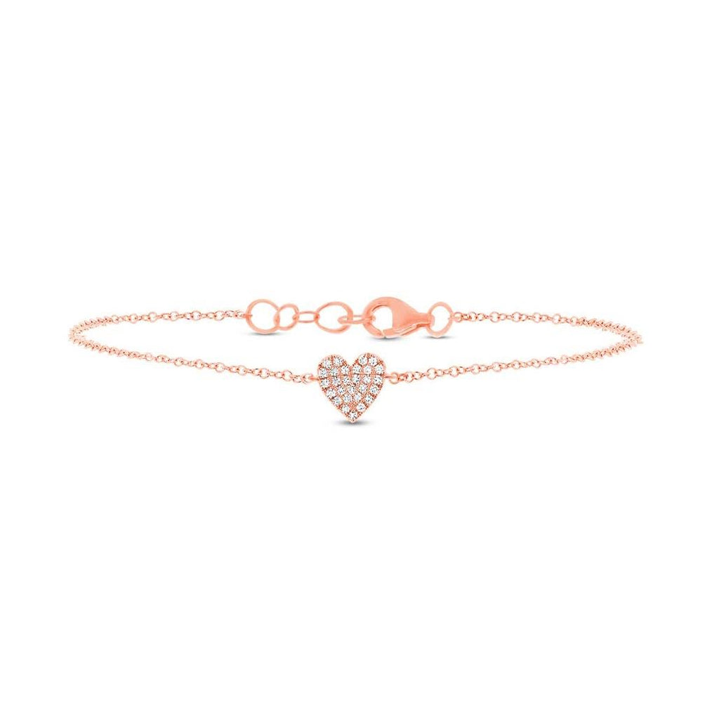 0.08 Ctw 14k Rose Gold Diamond Heart Bracelet