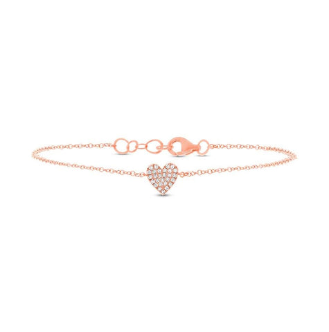 0.08 Ctw 14k Rose Gold Diamond Heart Bracelet