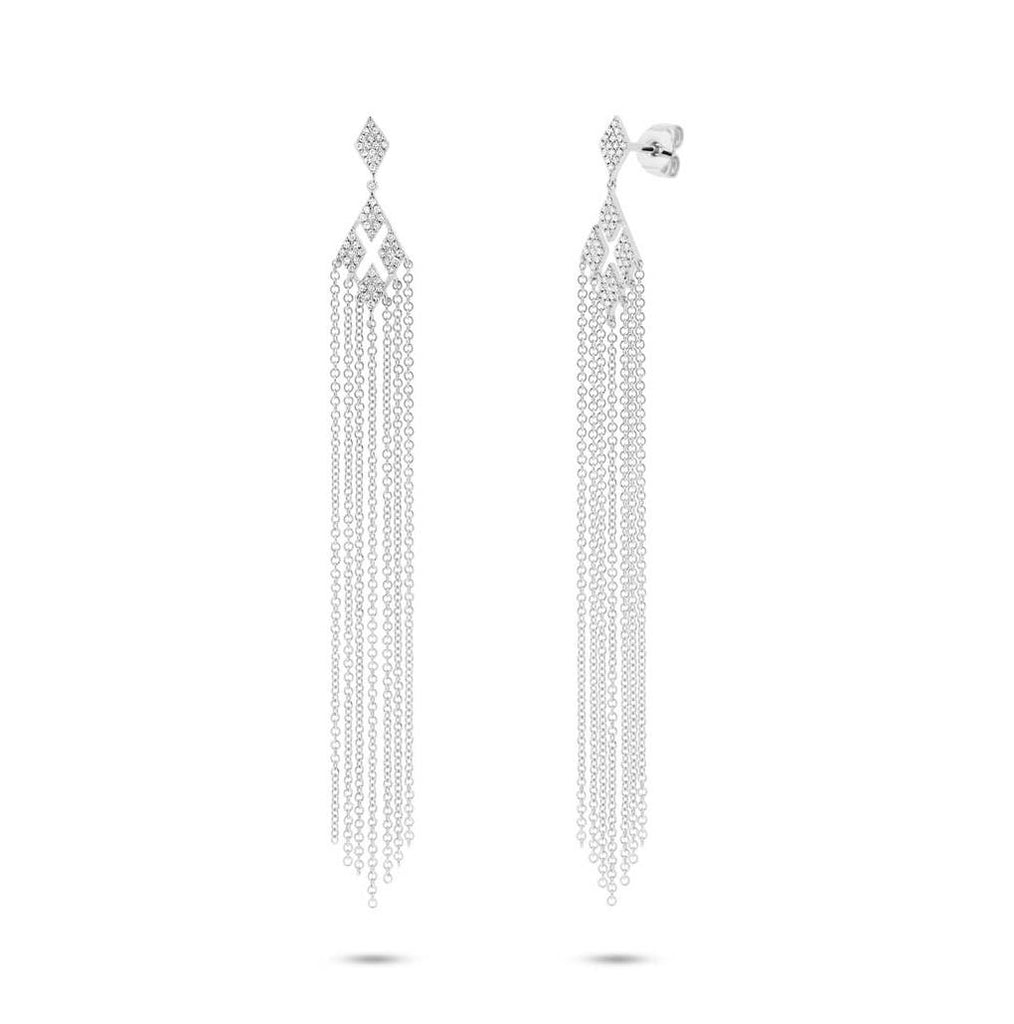 0.25 Ctw 14k White Gold Diamond Fringe Earring