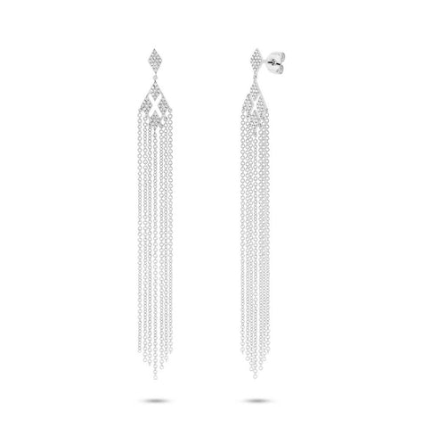 0.25 Ctw 14k White Gold Diamond Fringe Earring