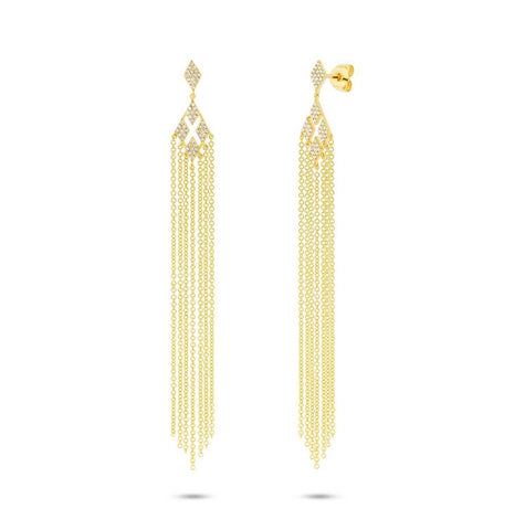 0.25 Ctw 14k Yellow Gold Diamond Fringe Earring