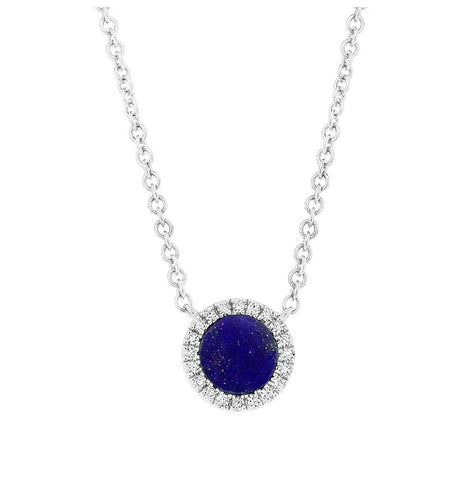 0.04 Ctw Diamond And 0.33 Ctw Lapis 14k White Gold Necklace