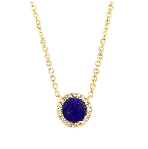 0.04 Ctw Diamond And 0.33 Ctw Lapis 14k Yellow Gold Necklace