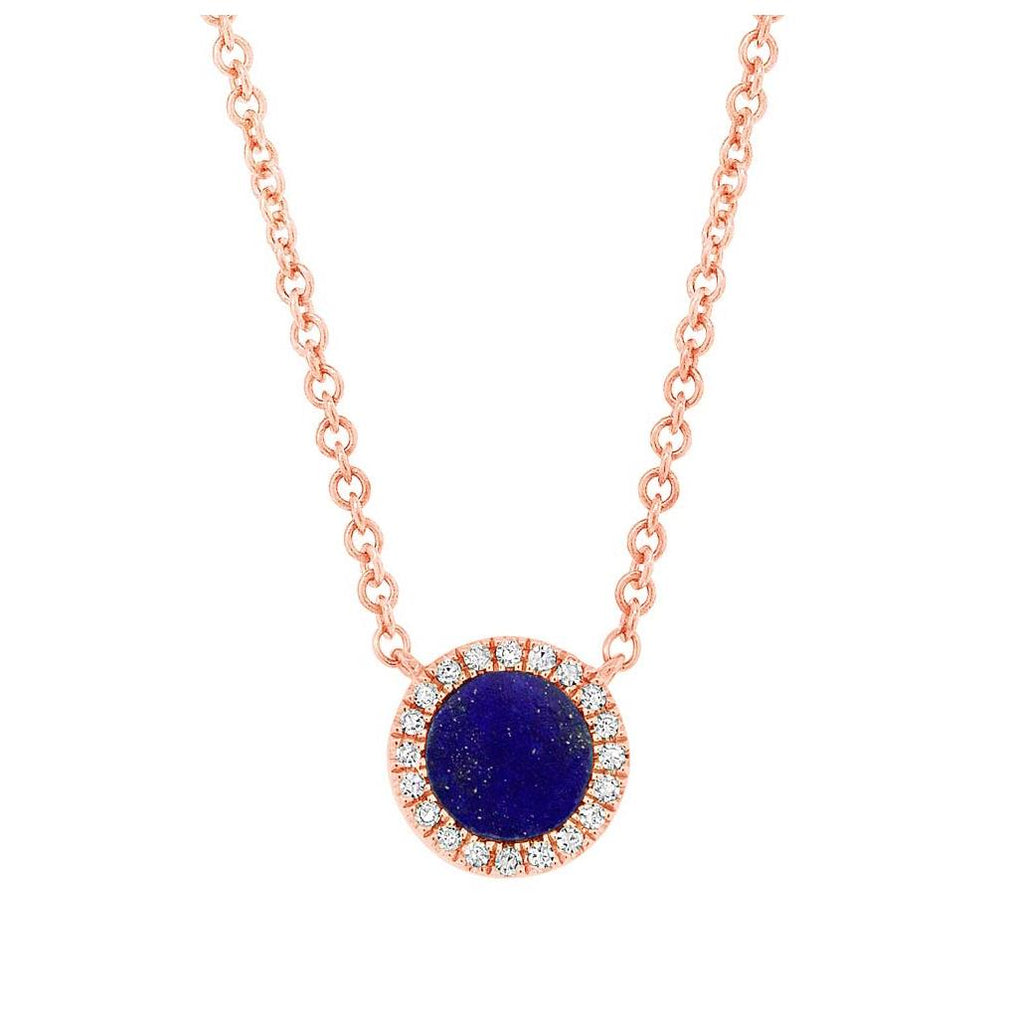 0.04 Ctw Diamond And 0.33 Ctw Lapis 14k Rose Gold Necklace