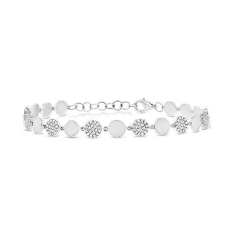 0.50 Ctw 14k White Gold Diamond Pave Circle Bracelet