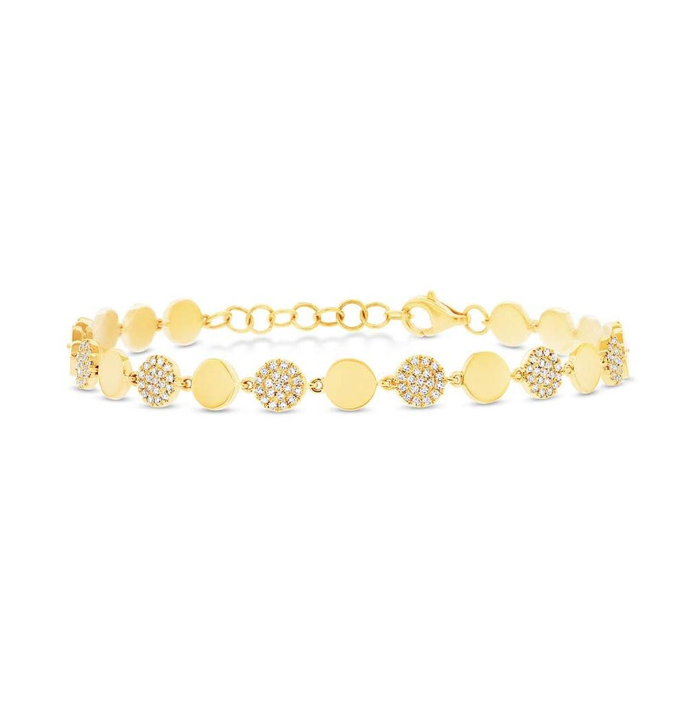 0.50 Ctw 14k Yellow Gold Diamond Pave Circle Bracelet