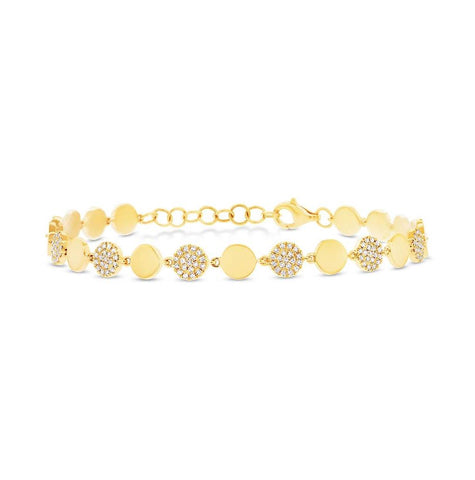 0.50 Ctw 14k Yellow Gold Diamond Pave Circle Bracelet