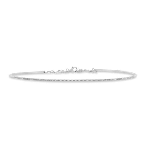 0.36 Ctw 14k White Gold Diamond Choker Necklace