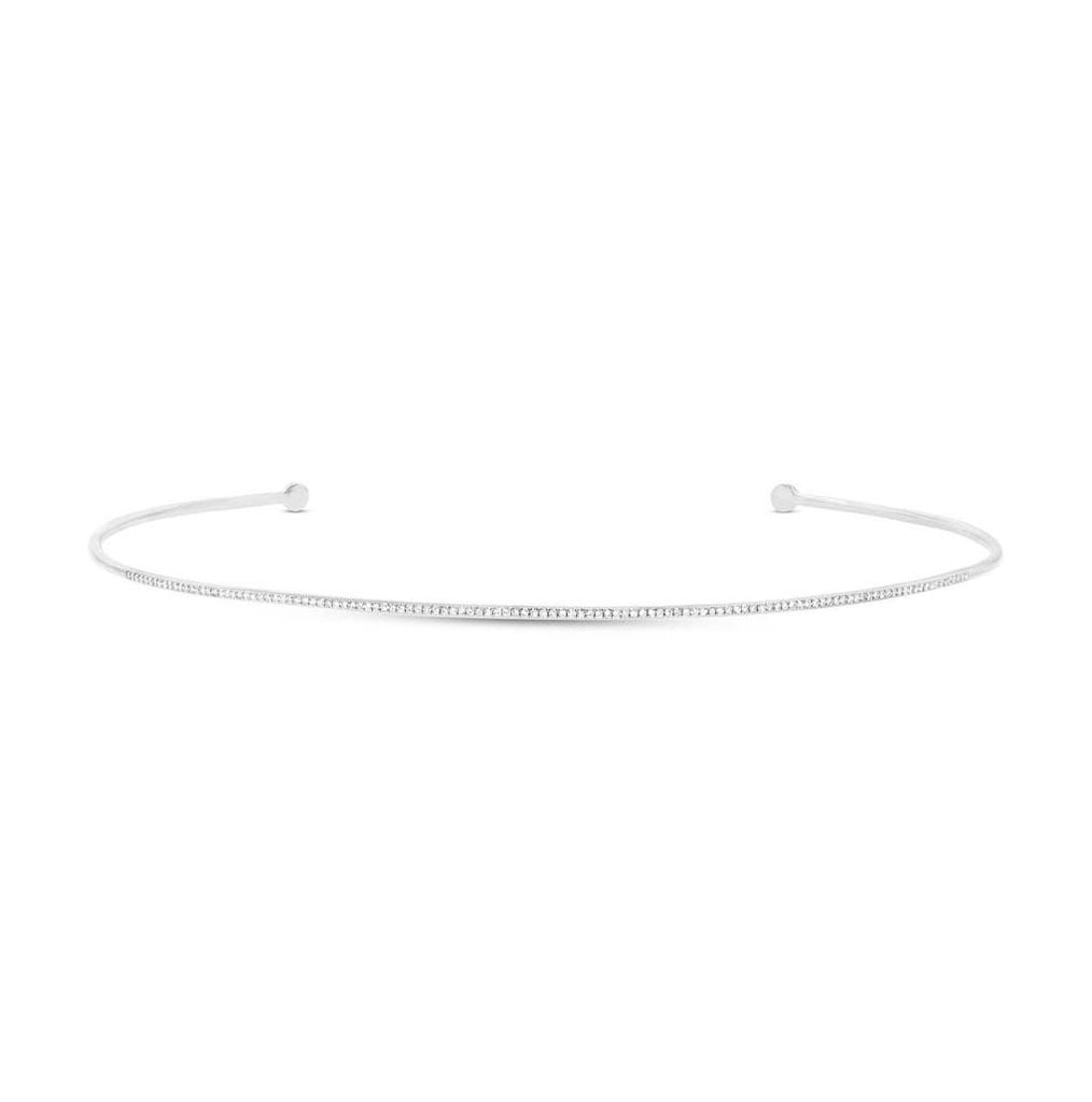 0.36 Ctw 14k White Gold Diamond Choker Necklace